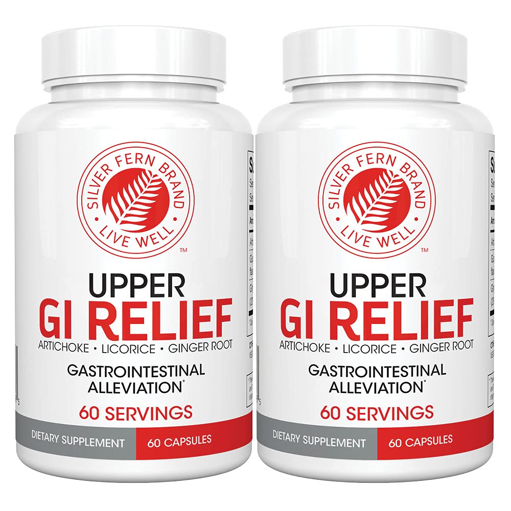 Silver Fern GI Relief - Natural Taimne täiendus - Kõik Natural Artichoke Leaf Extract, ingveri juure ekstrakt, ja GutGuard Lagrits Flavonoidid (2 pudelit - 120 kapslit - 60 päeva pakkumine)