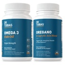 Dr Tobias Omega 3 Kalaõli ja Oregano & Kaprüülhappe toidulisandid, toetab südant, aju, immuunsust soolestiku Flora tasakaalu kompleksiga