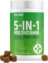 Lemmiklooma MD 5in1 koera multivitamiin - 30 olulist vitamiini, mineraali ja toitaineid nahale ja kate, puusadele ja liigestele, seedimisele, immuunsüsteemile ja vanematele koertele - glükoosamiin, oomega 3 6 9 ja probiootikumid - 120 ct