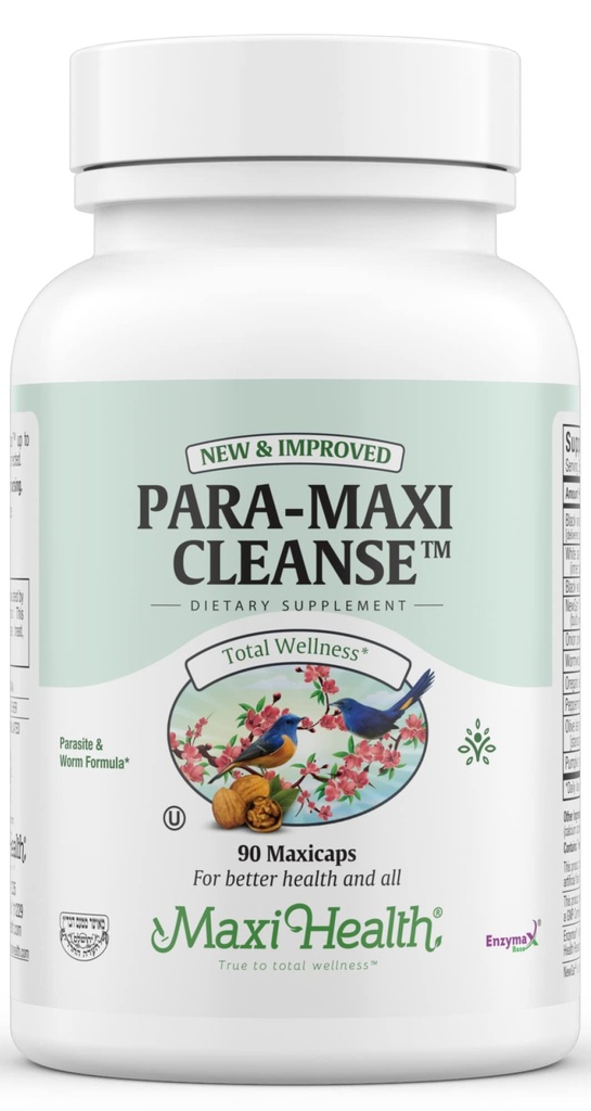 Maxi Tervis Soolepuhastus inimestele - Looduslik Seedetrakti Kolonn Soolestiku Flora Keha Detox Naistele - Soolestiku Puhastamine Meestele - Puhutud Kõhu Relief Black Walnut Wormwood Herb (90 kapslit)