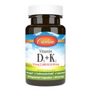 Carlson - Vitamiin D3 + K2, 50 mcg (2000 RÜ) Vitamiin D3 & 90 mcg Vitamiin K2 kui MK7, Luude tugi, kaltsiumi imendumine, 120 kapslit
