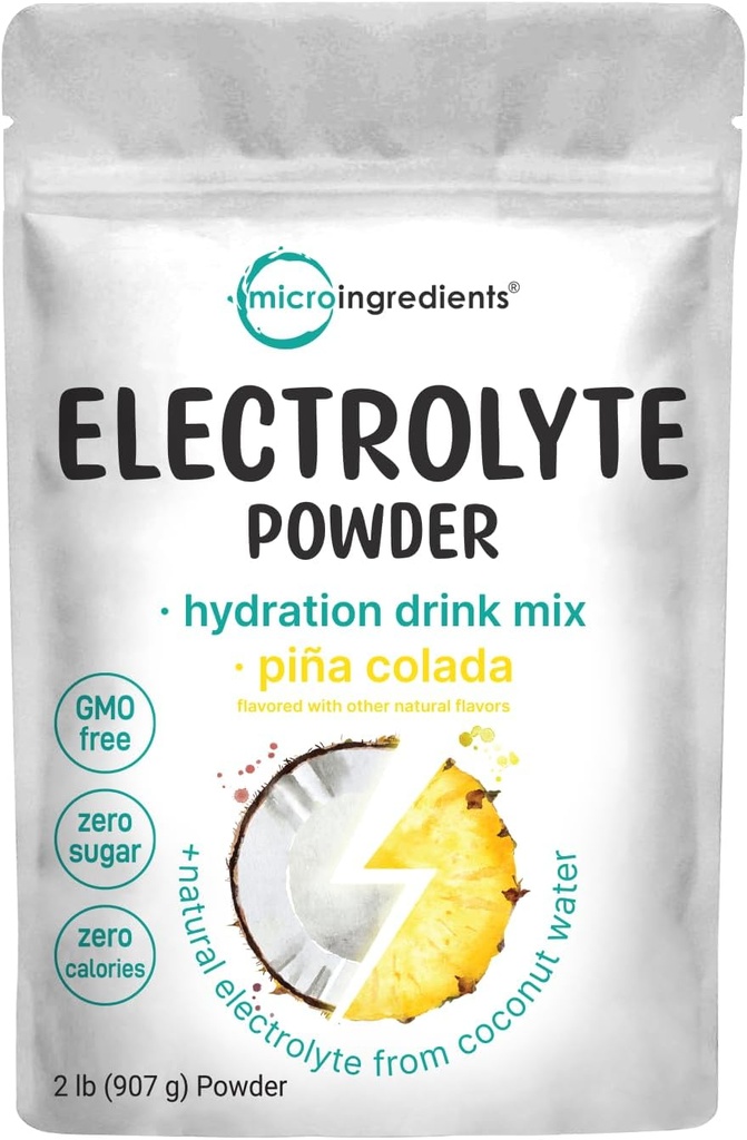 Mikrokoostisosad Hüdratsioon Elektrolüüt Pulber, 2 lb (139 Servings) | Piña Colada maitse | kõrge kaalium (1 000 mg) + kookosvesi | Suhkrut pole, Keto sõbralik | Mitte-GMO