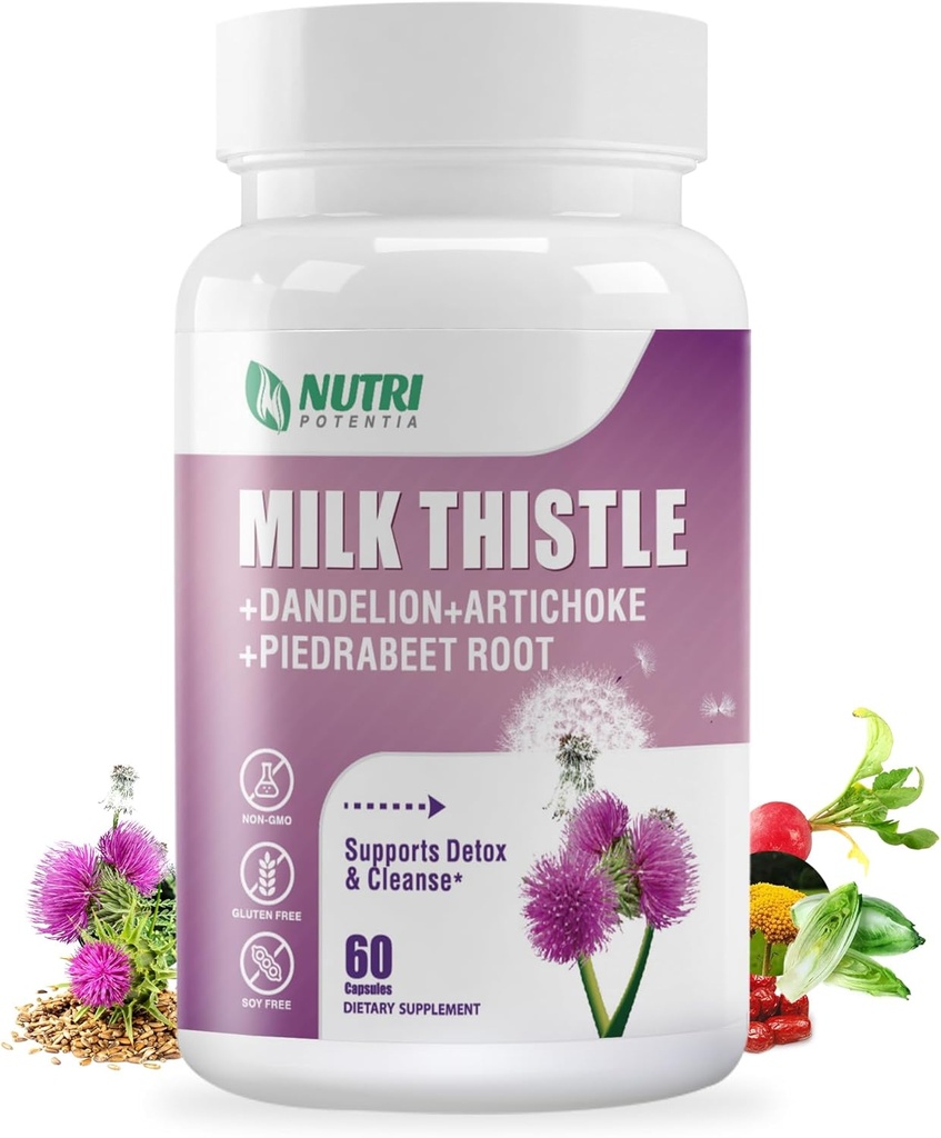 Piimaohakalisand koos Dandelioni juurega, artišokiekstrakt, 80% silymariin maksatoetuseks - maksa puhastamine Detox & parandamine valem, Non-GMO - 60 kapslit