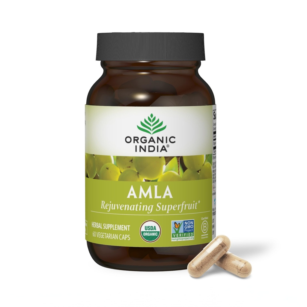 ORGAANILINE INDIA Amla Kapslid Orgaaniline - India Gooseberry Taimne Vitamiin Supplement, Amla Supplement, Immune Support, Vegan, Gluteenivaba, Ayurveda, Antioksüdant, Non-GMO - 60 kapslit