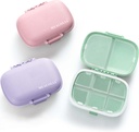 MEACOLIA 3 Pack 8 Koostisosad Reisipillide Korraldaja , Igapäevane Pill Case Väike Pill Karp taskuraha jaoks , Kaasaskantavad Pillid Konteiner Meditsiini Vitamiini Korraldaja (Purple , Green , Pink )