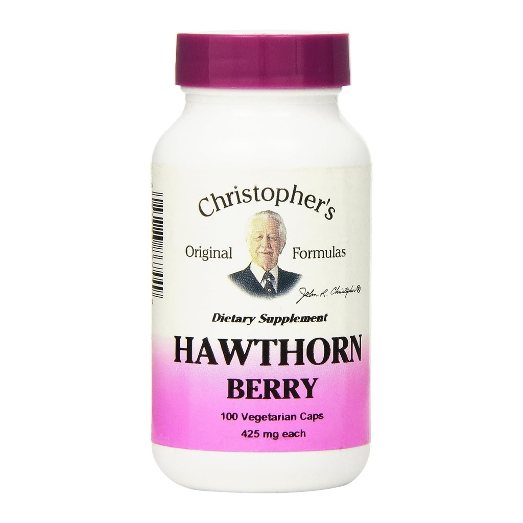 Christopheri originaalsed valemid Hawthorn Berry kapslid, südame ja südame-veresoonkonna tervise taimsed lisandid, 100 kapslit