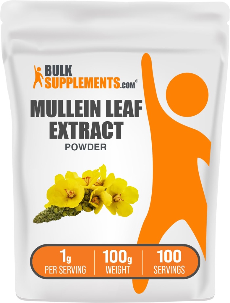 BulkSupplements.com Mullein Leaf Extract - Verbascum Thapsus, Mullein Supplement - Taimne toidulisand immuunsüsteemi toetuseks - Gluteenivaba, 1 g ühe serveerimise kohta, 100 g (3,5 oz) (pakk 1)