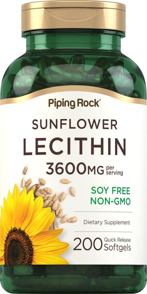 Torukivi päevalilleletsitiin Softgel Kapslid | 3600 mg | 200 krahv | fosfatidüülkoliinist | Sojavaba, mitte-GMO, Gluteenivaba
