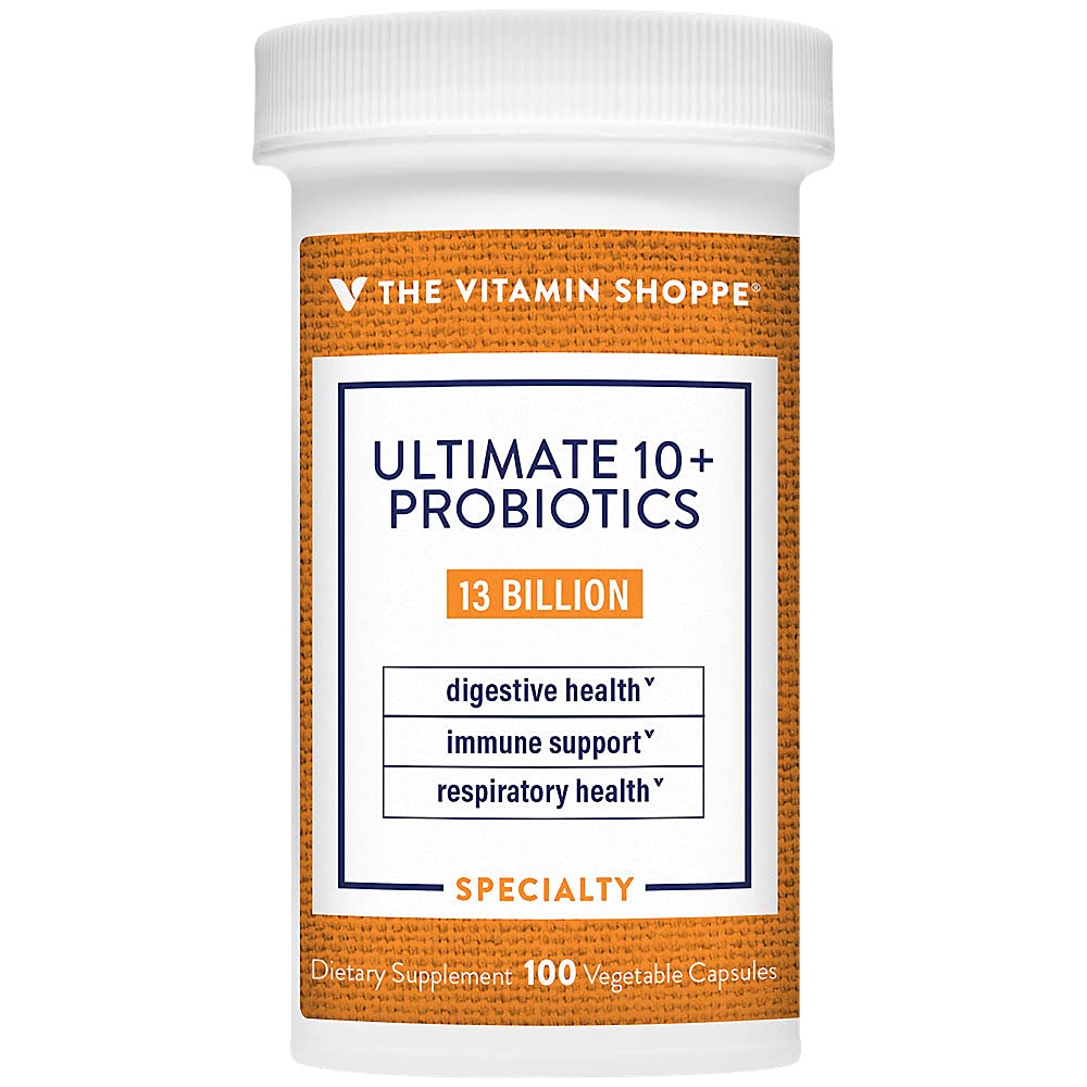 Vitamiin Shoppe Ultimate 10+ probiootikumid 13 miljardit CFUd, seedetrakti ja immuunsuse tugi, mitme tüve probiootiline lisand meestele ja naistele, gluteenivaba, mitte-GMO, taimetoitlane, 100 kapslit