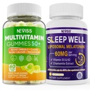 NEVISS Naised ja mehed 50+ multivitamiini Gummy ja melatoniin 60 mg Bundle