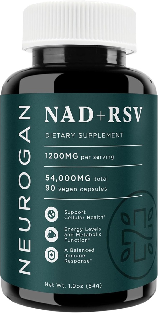 Neurogan NAD+ koos Resveratrooli kapslitega 1: 1 suhe - 1200 mg ühe portsjoni kohta, 90 Ct - raku tervise ja tervisliku vananemise toidulisandid, energia ja immuunsuse tugi - nikotiin adeniindinukleotiid NAD + Lisa