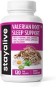 HOIDA ALIVE Valerian Juurkapslid, 8-in-1 ekstrakt w/melatoniin, Passion Flower, L-Theanine, Sidrun Balm, Humala Lill, Kummel & GABA, 120 Valerian pillid, Non-GMO & Gluteenivaba Natural Sleep Supplement