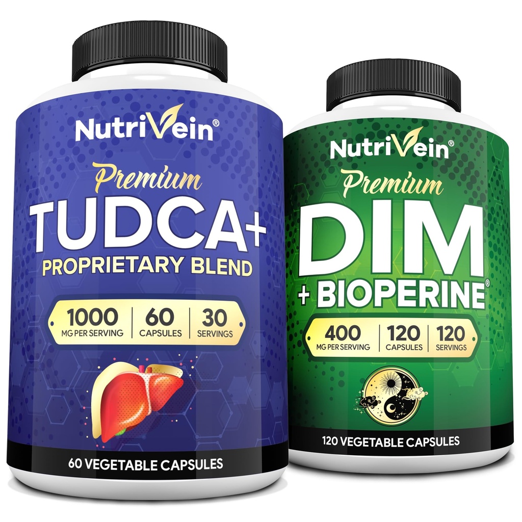 Nutrivein Premium TUDCA ja DIM-i lisakomplekt: suure imendumisega TUDCA lisand ja DIM detoksi, tasakaalu ja heaolu jaoks