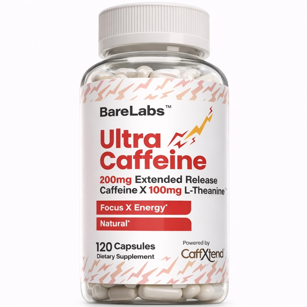 Laiendatud vabanemisega kofeiinipillid + kofeiin L-Theanine + Fookus ja energia lisand + No Jitters, No Crash + Natural - 120 kapslit