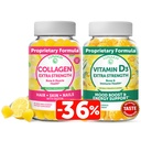 Lunakai kollageen ja vitamiin D3 Gummies Bundle - mitte-GMO vananemisvastased toidulisandid meestele ja naistele - immuunsus, luu ja meeleolu tugikumm täiskasvanutele - 30 päeva pakkumine