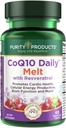 Purity Products CoQ10 Daily koos Resveratrooliga Melt 100mg CoQ10-30mg Trans-Resveratrool - A-vitamiin, D3, E ja B12 (metüülkobalamiinina) - 60 kiiret lahustuvat tabletti
