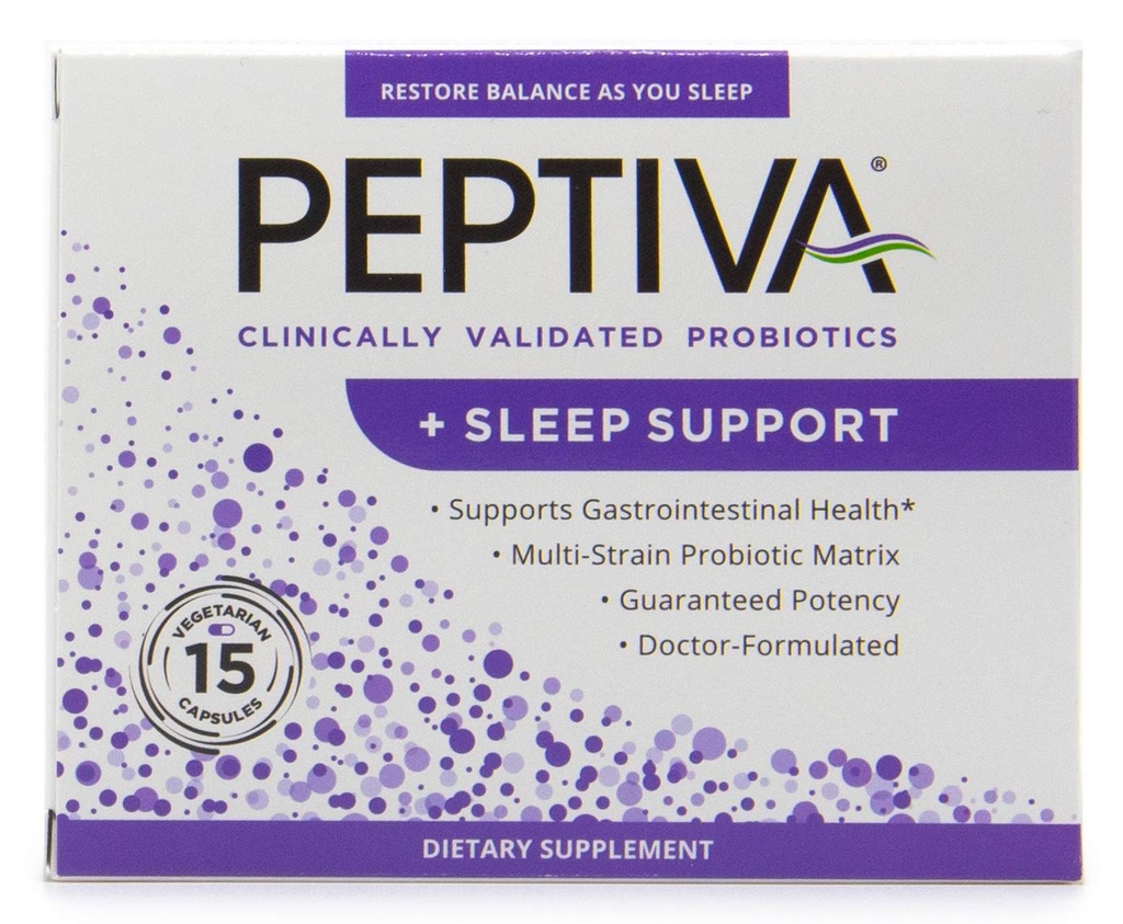 Peptiva 26 miljardit CFU probiootikum ja unetoetus - kliiniliselt valideeritud mitmetüveline probiootikum - Lactobacillus ja Bifidobacterium, melatoniin - 15 krahv