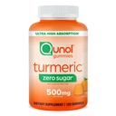 Qunol Zero Sugar Turmeric Gummies, Gummy 500mg Kurkumiini, ühine tugilisand, Ultra kõrge neeldumise Tumeric Curcumin, Taimetoitlane, Gluteenivaba, 120 Count
