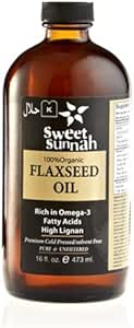 Sertifitseeritud Orgaaniline Puhas Pudel Külmpressitud Linaseemneõli 16oz- Ei säilitusaineid ja kunstlikku värvi - SweetSunnah