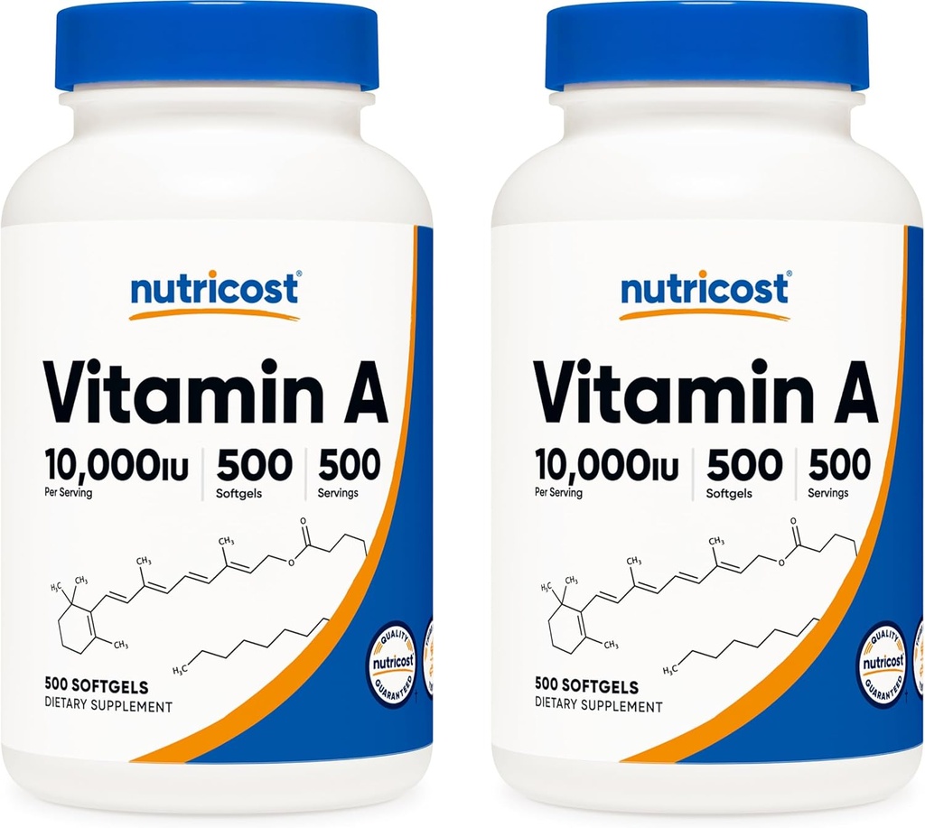 A-vitamiin 10 000 RÜ, 500 Softgels (2 pudelit)