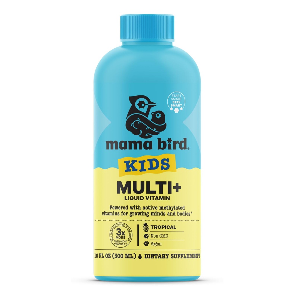 Best Nest Wellness Kids Multi Plus - Aju tervisetoetuse lisand lastele - Vedel multivitamiin metüülitud vitamiinidega - Toidulisand Aids Immune Health - Troopiline maitse, 16 fl oz