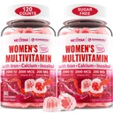 (2 Pack) Suhkruvaba metüülitud multivitamiin naistele, kellel on kaltsiumi, D3 K2, inositool, folaat, biotiin, raud, vitamiin A, C, E, B kompleks - multivitamiinid ja mineraalid - energia, immuun, luu - vegan