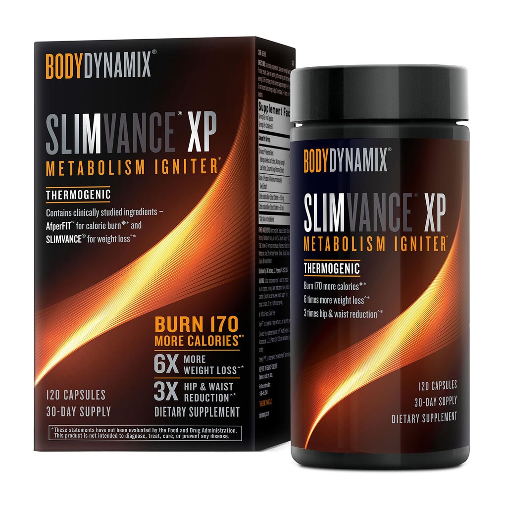 Slimvance XP Metabolism Igniter, Botaaniline Dieet Toetus, Advanced Thermogenic, põletada rohkem kaloreid, kaalu ja rasva kadu, energia, fookus, meestele ja naistele, tõestatud koostisosad ja kofeiin, 120 Count, 30 SVG