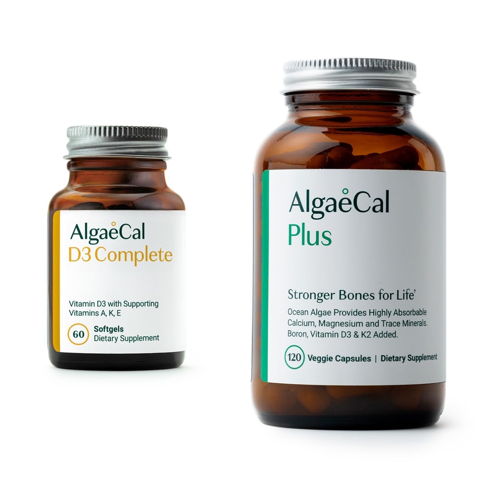 ALGAECAL Bundle - D3 täielik (1000 RÜ) + K2, E-vitamiin, A-vitamiin ja taimepõhine kaltsium tugevamate luude jaoks