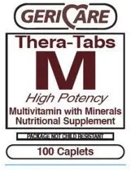 1163913 PT# 621- 13 Thera- Tabs M Multivitamiin Multimineral Tablets Adult 100/ Bt Valmistatud Geri-Care Pharmaceuticals