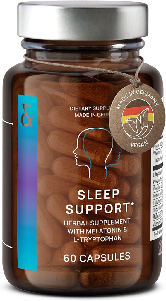 N°6 Natural Sleep Support koos melatoniiniga 1 mg ja L-trüptofaan - Passionflower, Valerian Juur & More - Enhanced Sleep Supplement - 60 kapslit rahututeks öödeks
