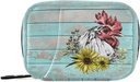 Pill Box Wooden Rooster Päevalille Pill Box 7 Day Pill Case kott Reisi pillid Korraldaja kott Zipper Portable Weekly Case Compact Suurus Vitamiini täienduse hoidja