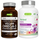 Vegan Omega-3 vetikaõli + Advanced Kids Multivitamiin Gummy Bundle, kõrge kontsentratsiooniga DHA & EPA + vitamiin A, B, C, D3 & E, puhtad koostisosad 60 softgels + 90 Berry Flavor Gummies, autor Igennus