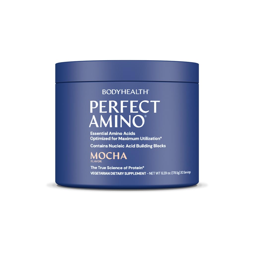 BodyHealth PerfectAmino Powder - BCAA ja EAA Pulber Pre ja Post Workout - Aminohappe energiajook meestele ja naistele, et toetada Lean lihaseid ja taastumist - Mocha - 60 Servings