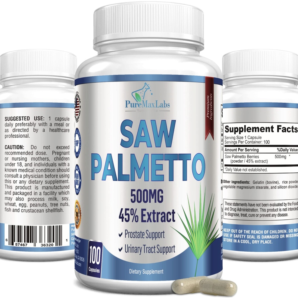 Extra Tugevus Saw Palmetto - 45% ekstrakti eesnäärme täiendada, vähendada sagedast urineerimist, DHT Blocker juuste kasvu, Non-GMO, 100 kapslit