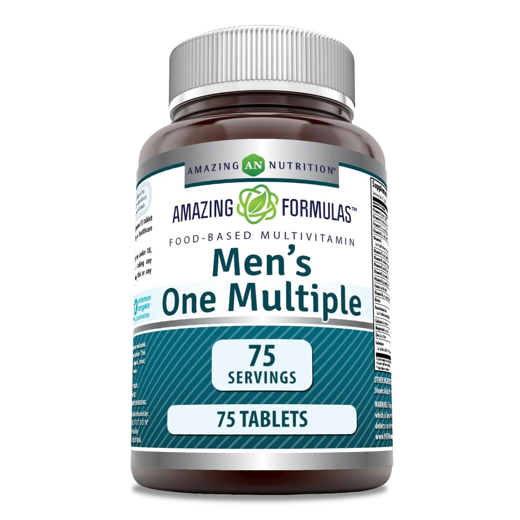 Hämmastavad valemid Meeste multivitamiinid | Toidupõhine | Tablettide lisand | Vitamiinide, mineraalide, 25 miljoni CFU probiootikumide ja toidupõhiste ensüümide täiuslik segu (1 pakend, 75 loend)