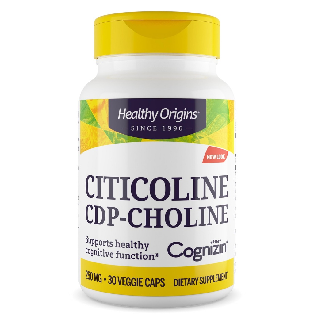 Tervislik päritolu Cognizin (tsitikoliin), 250 mg - aju täiendus mälule tsitikoliin CDP-koliiniga - mitte-GMO, vegan ja gluteenivaba täiendus - 30 Veggie kapslit