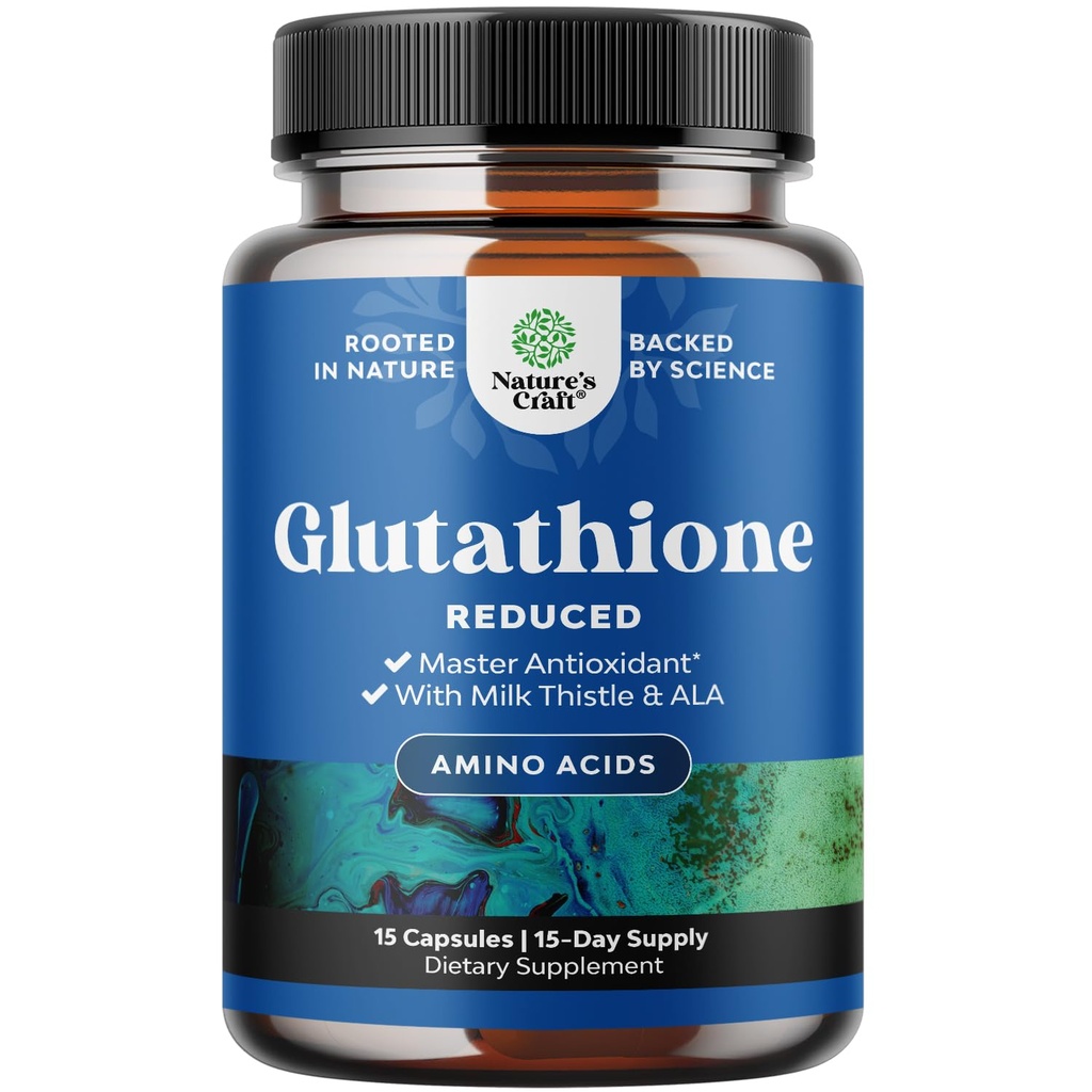 Vähendatud glutatiooni lisand piimaohakaga - 500 mg puhta L-glutatiooni kohta koos alfa-lipohappe ja piimaohakaga Silümariin naha kiirguse, maksatoetuse ja immuunsuse toetamiseks - 15 loend