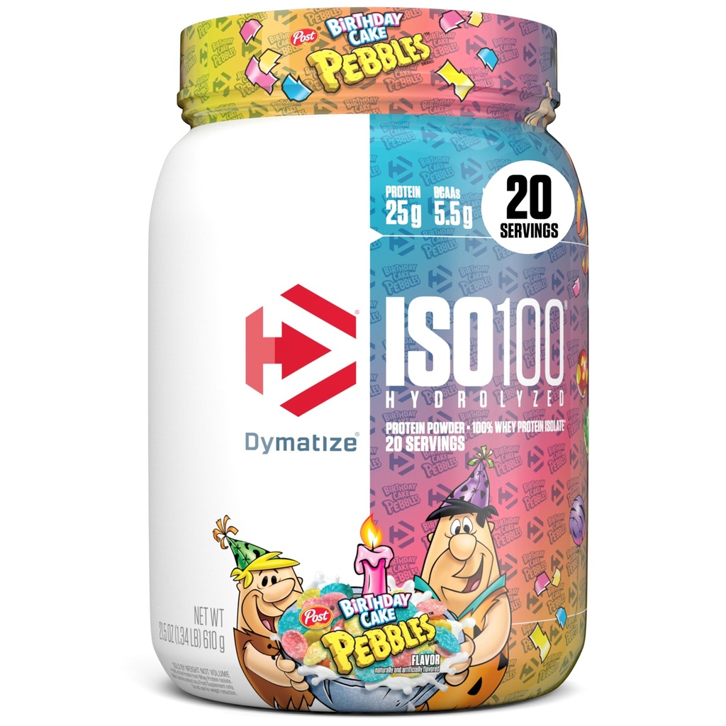 Dümatize x Sünnipäevakoogi Pebbles ISO100 Vadakuvalgu Isolaat, 25 g valku, 5,5 g BCAA-d, 120 Cal., Gluteenivaba, 1g Rasv, 1g Suhkur, 2g Carb (20 Servings)