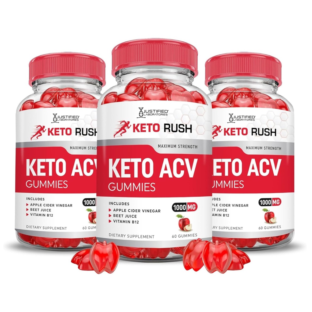 Põhjendatud Laboratories (3 Pack Keto Rush Keto ACV Apple Siider Äädikas Boost formuleeritud granaatõunapeedi mahla pulber B12 Vegan Non GMO 180 Gummies