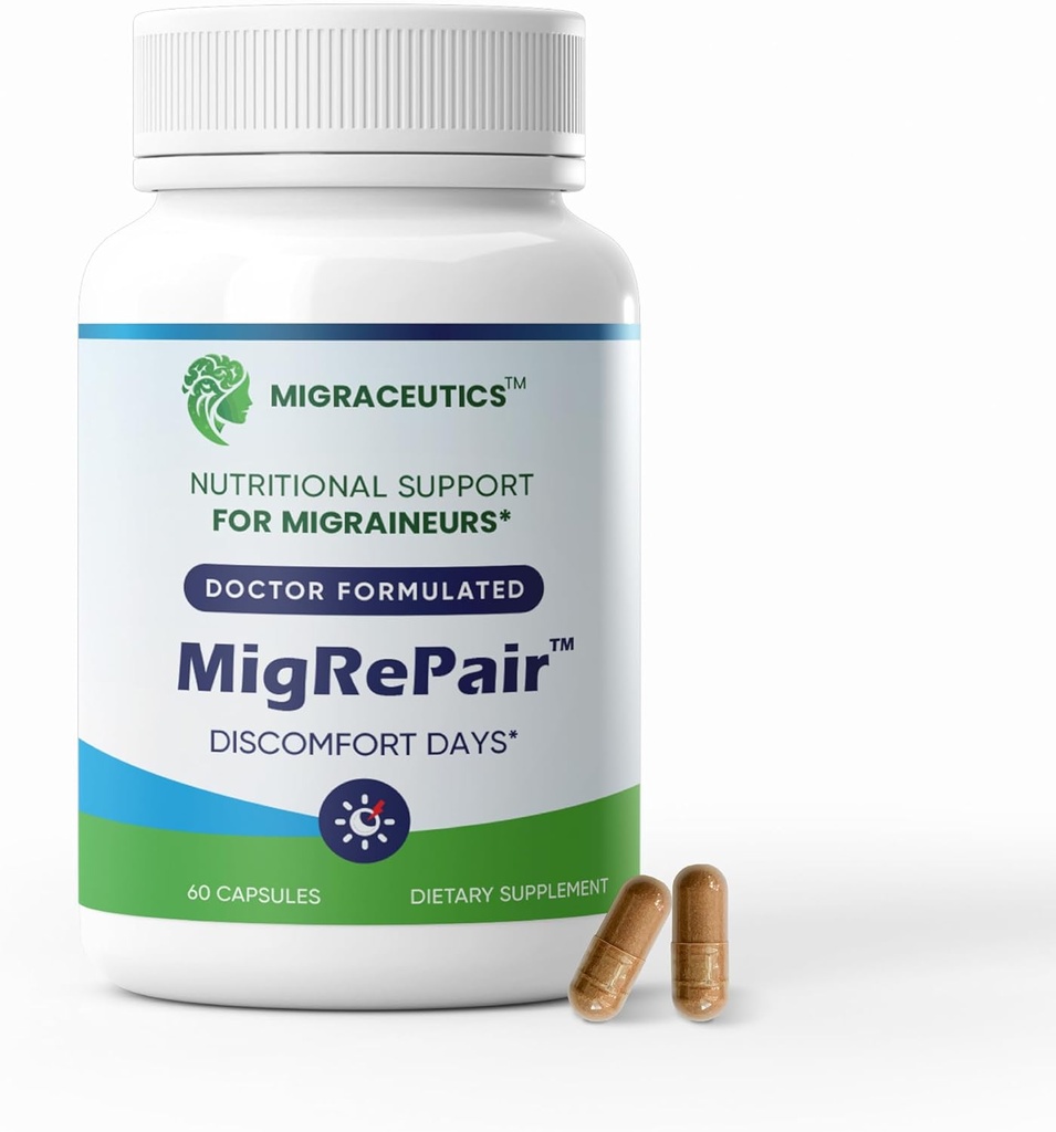 MigRePair pudel 60 - arst Formulated Migreen Relief Supplements - Natural Herbal Support palaviku, Butterbur & Viinamarjade Seed - Migreen Supplement for Women & Men - Migreen Peavalu Toetus