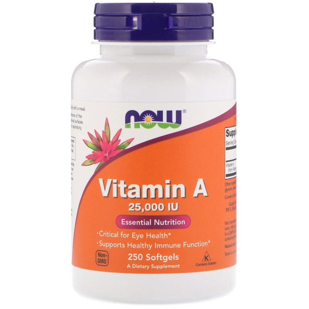 Nüüd toidud A-vitamiin, 25000 RÜ kalamaksaõlist, 250 Softgels (pakk 2)