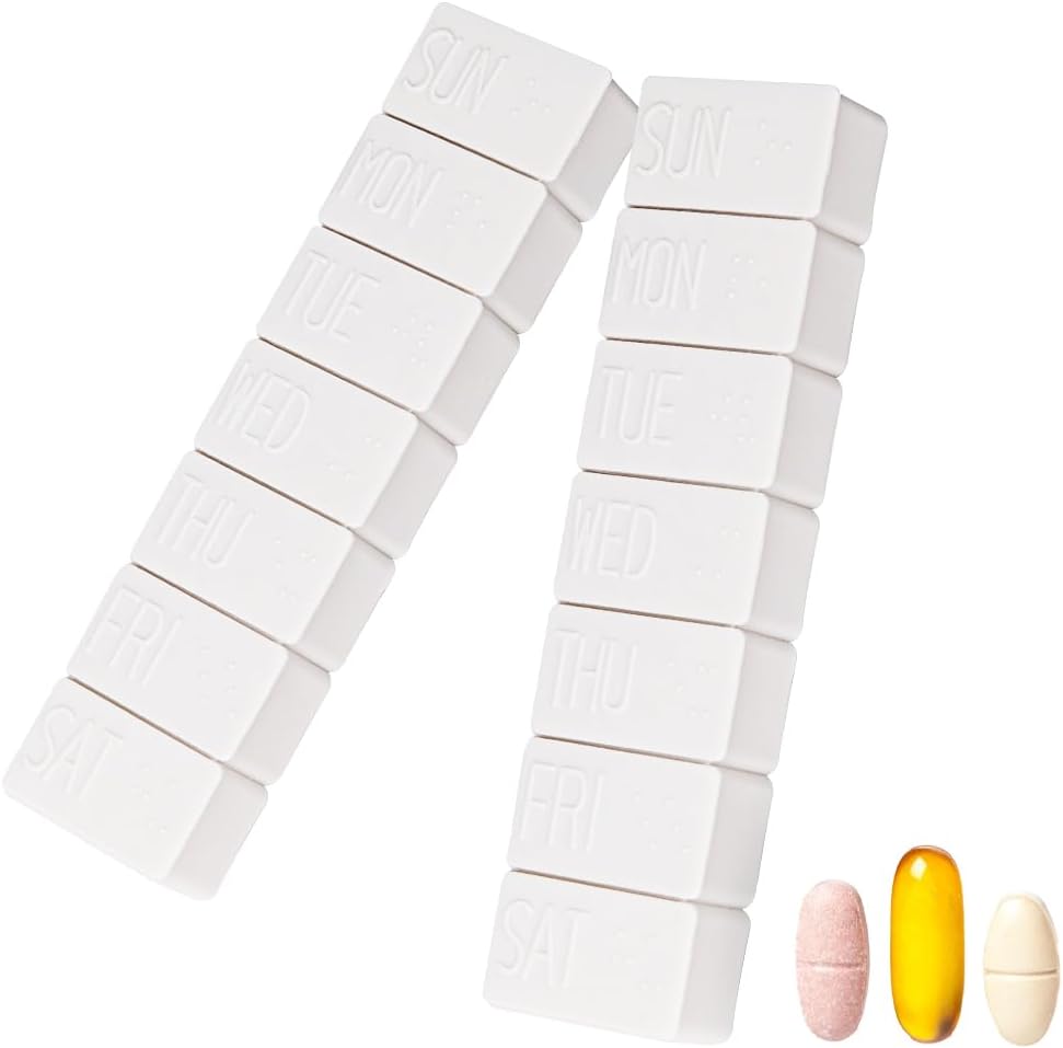 2Pack Weekly Pill Korraldaja, ekstra suur 7 päeva Pill Juhtumid Travel Daily Pill Box Fish Oil, Kaltsium tabletid Toidulisandid ja muud vitamiini pillid