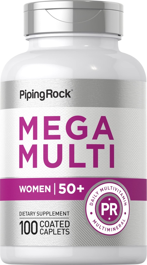 Piping Rock Multivitamiin naistele 50 Plus | 100 kaetud kapslid | igapäevane multivitamiin ja mineraal naistele | Mitte-GMO, gluteenivaba toidulisand
