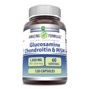Hämmastav valem Glükosamiin Kondroitiin MSM 1850 mg ühe serveeritava kapsli kohta | Mitte-GMO | Gluteenivaba | Valmistatud USAs (120 loend)