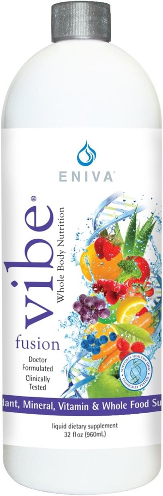 Eniva Vibe Fusion Daily Vedel Multivitamiin ja Mineral Supplement Elderberry Tsink VIT C VIT D | Toitumine immuunsusele Energia | Šokolaad Kirss | 32 oz Pudel