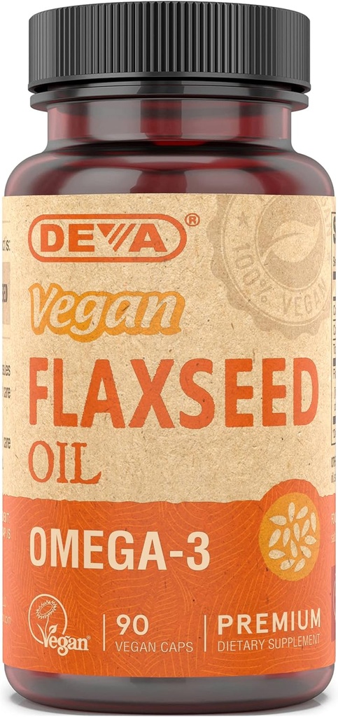 Deva Vegan Omega-3 linaseemneõli lisand - 1000 MG ühe serveerimise kohta - külmpressitud ja rafineerimata - Fish Oil Alternatiivne - Omega-3 ALA - 90 kapslit, 1- pakk