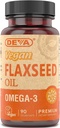 Deva Vegan Omega-3 linaseemneõli lisand - 1000 MG ühe serveerimise kohta - külmpressitud ja rafineerimata - Fish Oil Alternatiivne - Omega-3 ALA - 90 kapslit, 1- pakk