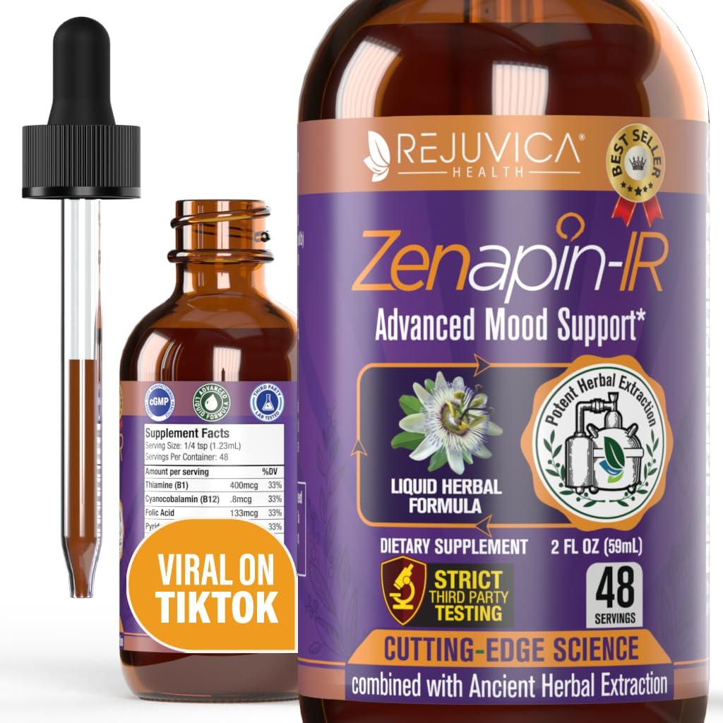 Rejuvica Health Zenapin IR - Advanced Mood Support Vedel Supplement - Kava, Ashwagandha, Passionflower, Kummel, B-vitamiinid & More