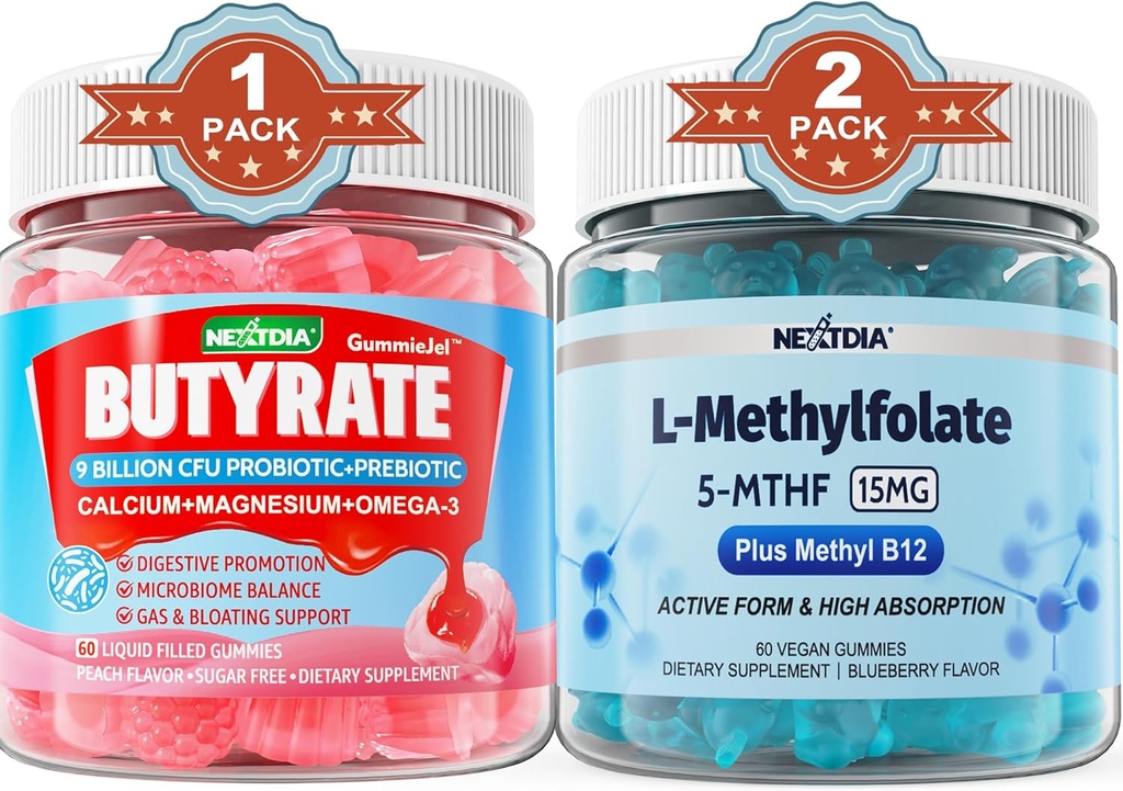 Butüraat probiootikumi + prebiootikumi + postbiootikumiga, L-metüülfolaat 15 mg kummikummidega